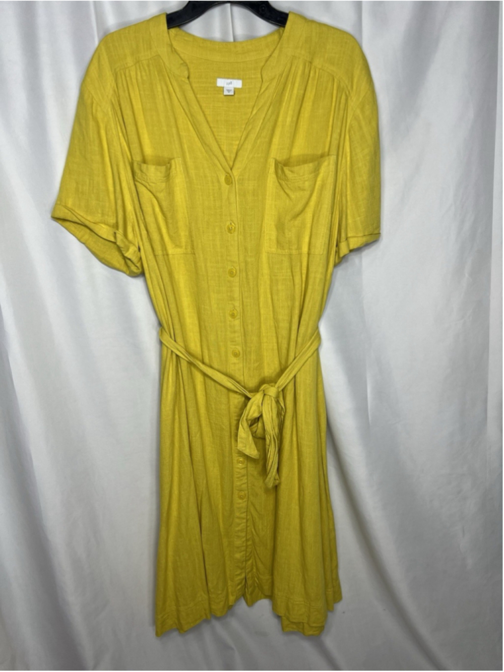 J Jill Women’s Shirt Dress 2X Button Front Belted Side Slits Linen Blend